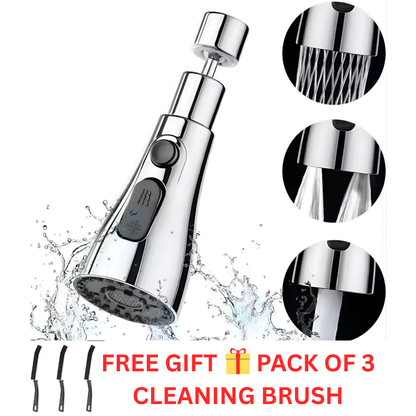 VIKARTO 360° Rotatable 3-in-1 Kitchen Tap Extender with Free Cleaning Brush