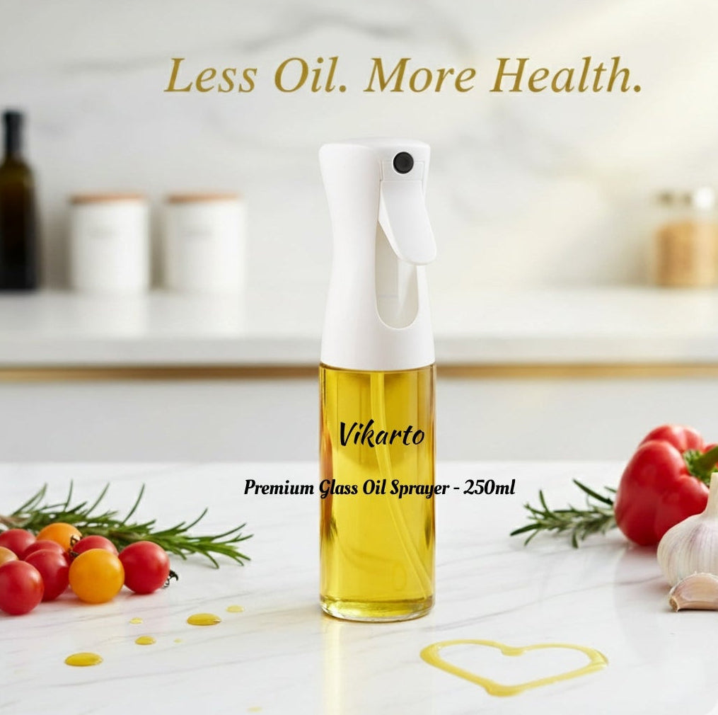 Vikarto Oil Sprayer Dispenser for Cooking - 250ml Premium Glass Bottle